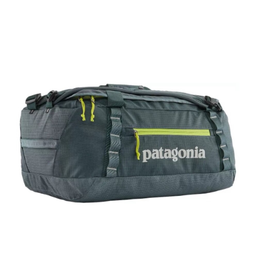 Patagonia Duffel Bag in Slate Gray with Lime Zipper Accents